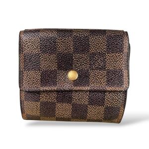 Authentic Louis Vuitton Damier Ebene French Compact Portefeuilles Trifold Wallet